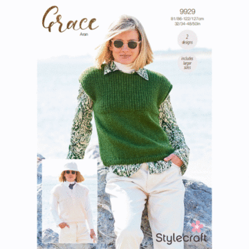 Stylecraft Grace Aran Ladies Tank Tops 9929 Knitting Pattern Download  