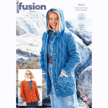 Stylecraft Fusion Chunky Ladies Cardigan Jackets 9940 Knitting Pattern PDF  