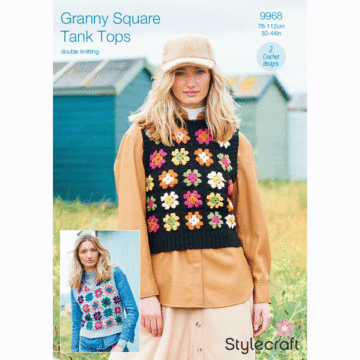 Stylecraft Special DK Crochet Granny Square Tank Tops 9968 Pattern Download.  