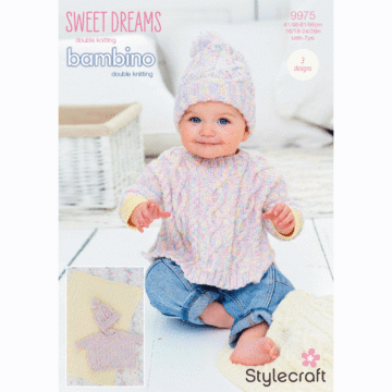 Stylecraft Bambino Sweet Dreams DK Baby Poncho 9975 Knitting Pattern PDF  