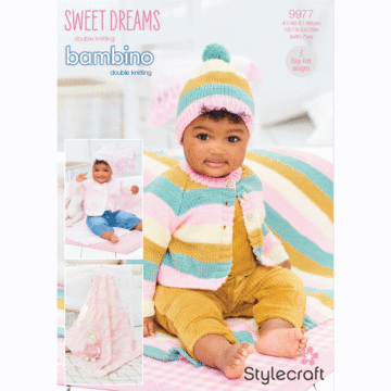 Stylecraft Bambino, Sweet Dreams DK Baby Cardigan 9977 Knitting Pattern PDF  