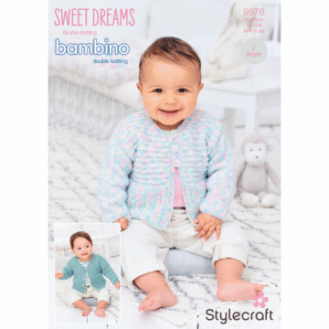 Stylecraft Bambino, Sweet Dreams DK Baby Cardigans 9978 Knitting Pattern PDF  