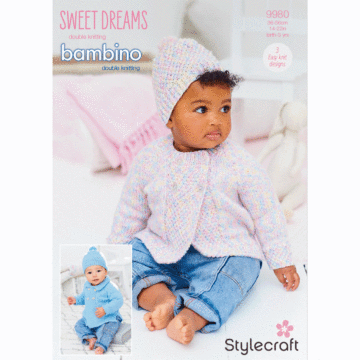 Stylecraft Bambino Sweet Dreams DK Baby Jackets & Hat 9980 Pattern PDF  