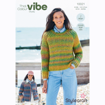 Stylecraft That Colour Vibe Chunky Ladies Sweaters 10021 Pattern PDF  