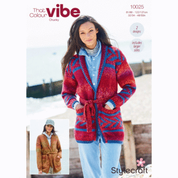 Stylecraft That Colour Vibe Chunky Ladies Cardigans 10025 Pattern PDF  
