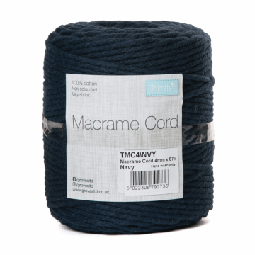 Reel of Macrame Cotton Cord Navy 4mm x 87m